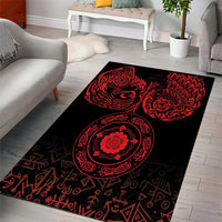 Viking Pride of Yorkshire Area Rug Red Odin’s Ravens Nordic - Wonder Print Shop
