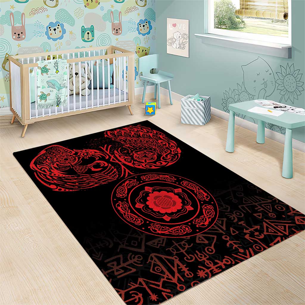 Viking Pride of Yorkshire Area Rug Red Odin’s Ravens Nordic - Wonder Print Shop