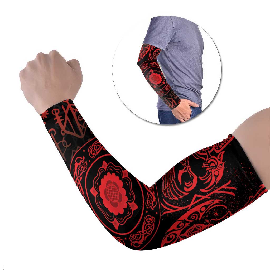 Viking Pride of Yorkshire Arm Sleeves Red Odin’s Ravens Nordic - Wonder Print Shop