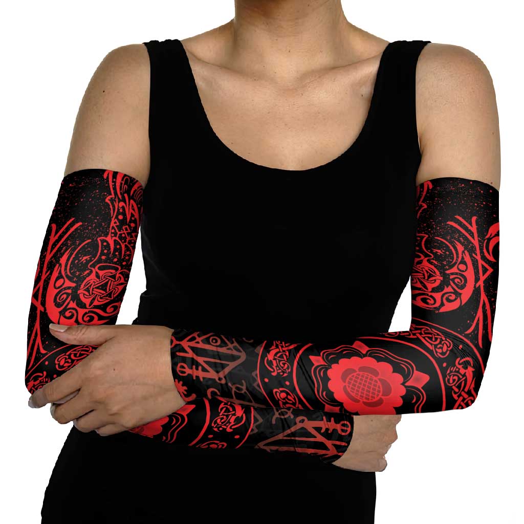 Viking Pride of Yorkshire Arm Sleeves Red Odin’s Ravens Nordic - Wonder Print Shop