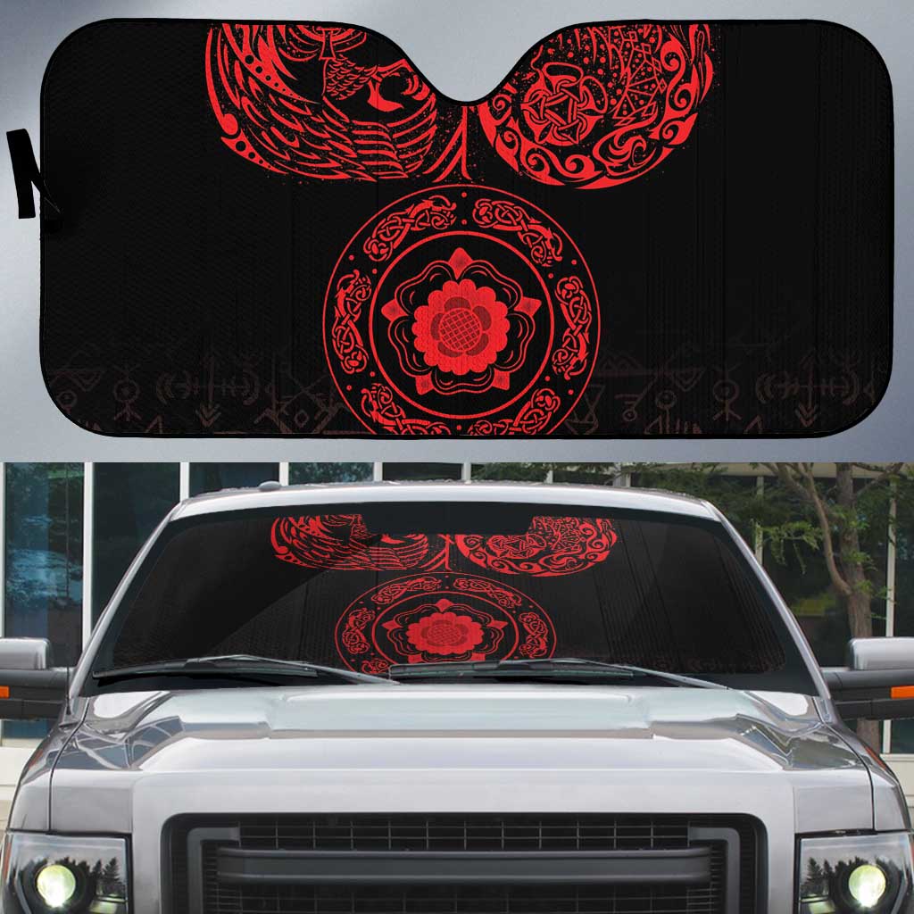 Viking Pride of Yorkshire Auto Sun Shade Red Odin’s Ravens Nordic - Wonder Print Shop