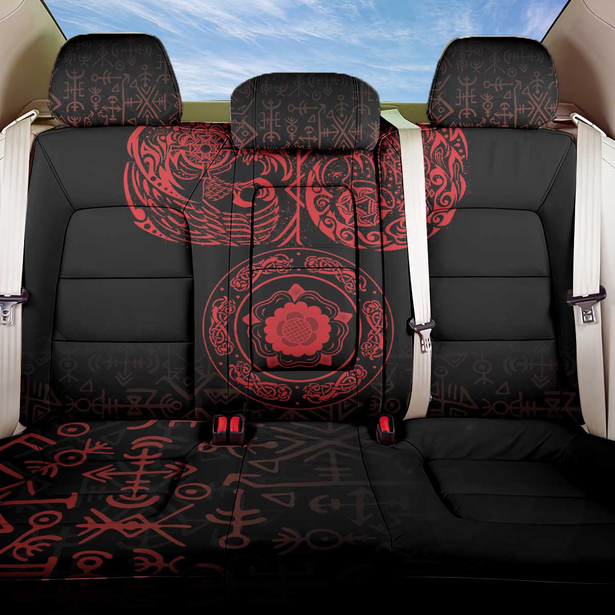 Viking Pride of Yorkshire Back Car Seat Cover Red Odin’s Ravens Nordic - Wonder Print Shop