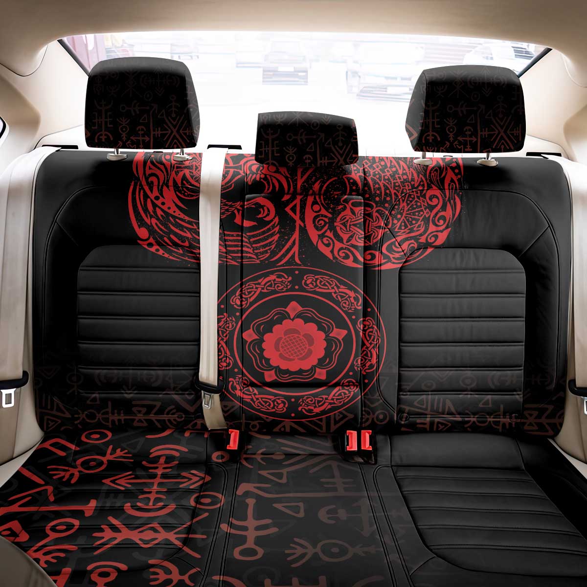 Viking Pride of Yorkshire Back Car Seat Cover Red Odin’s Ravens Nordic - Wonder Print Shop
