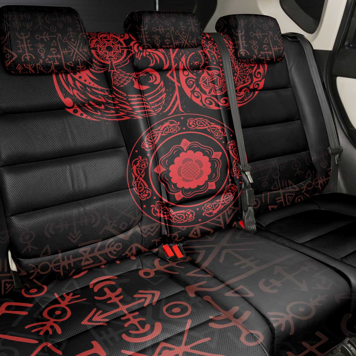 Viking Pride of Yorkshire Back Car Seat Cover Red Odin’s Ravens Nordic - Wonder Print Shop