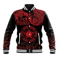 Viking Pride of Yorkshire Baseball Jacket Red Odin’s Ravens Nordic - Wonder Print Shop