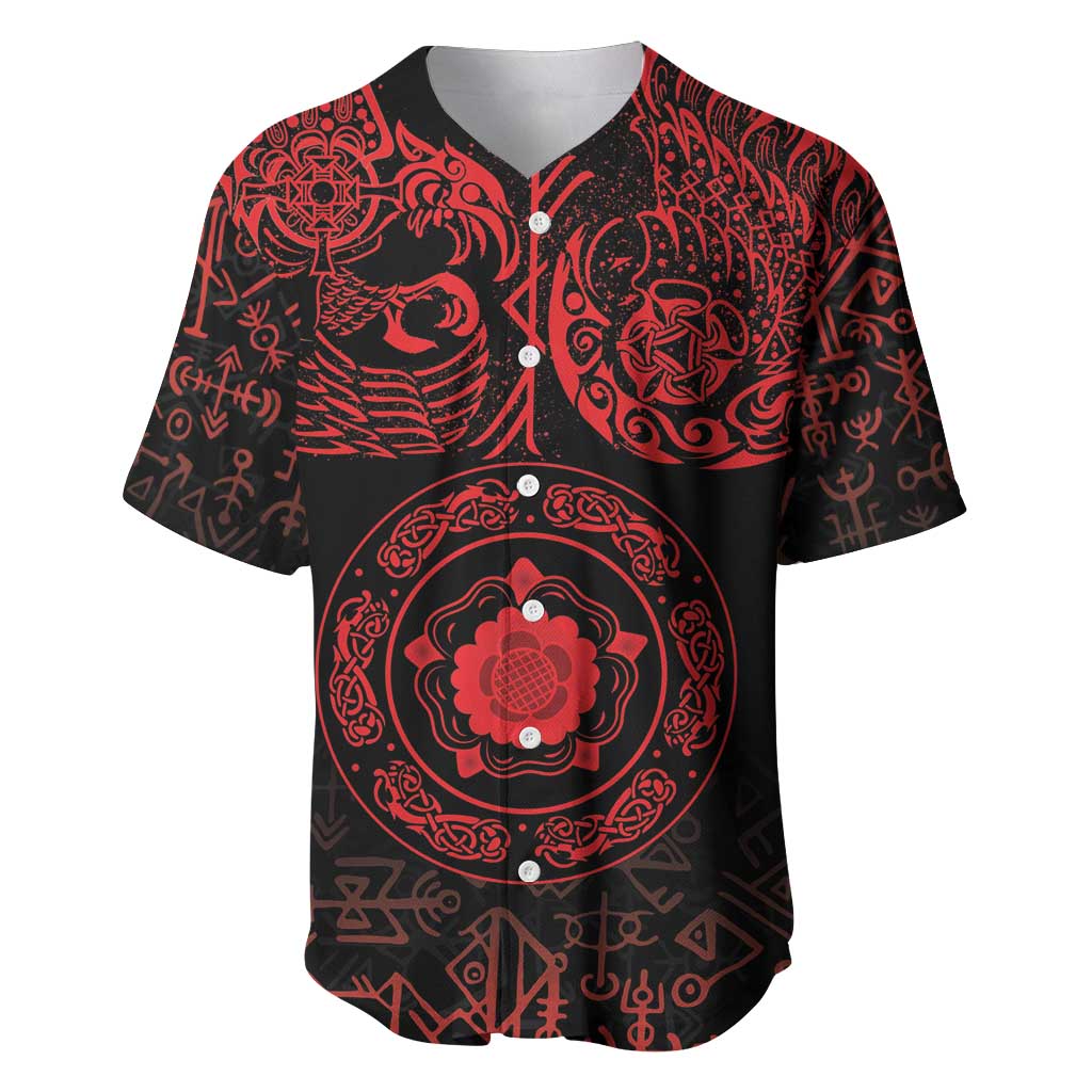 Viking Pride of Yorkshire Baseball Jersey Red Odin’s Ravens Nordic - Wonder Print Shop