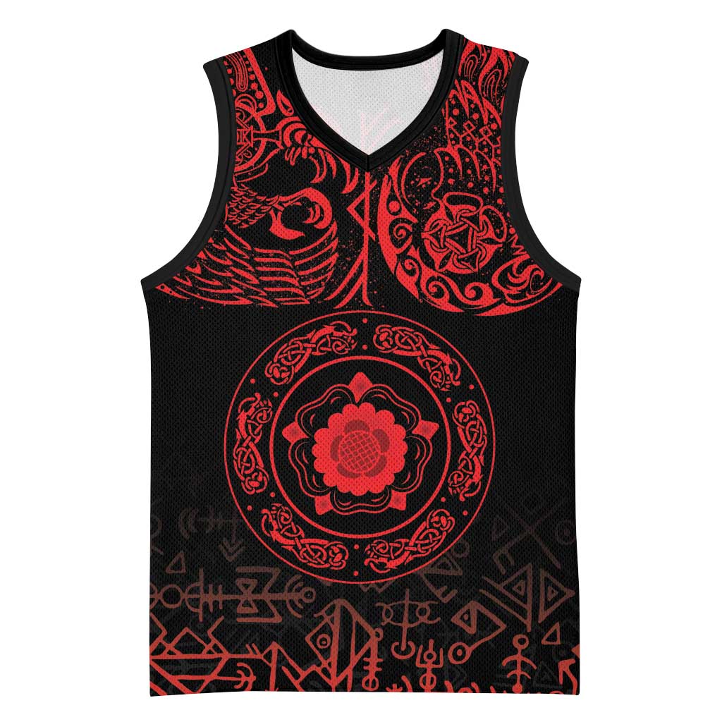 Viking Pride of Yorkshire Basketball Jersey Red Odin’s Ravens Nordic - Wonder Print Shop