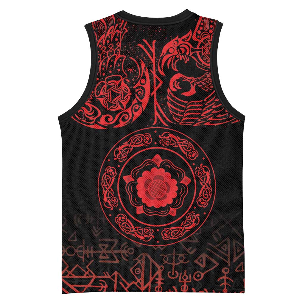Viking Pride of Yorkshire Basketball Jersey Red Odin’s Ravens Nordic - Wonder Print Shop