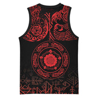Viking Pride of Yorkshire Basketball Jersey Red Odin’s Ravens Nordic - Wonder Print Shop