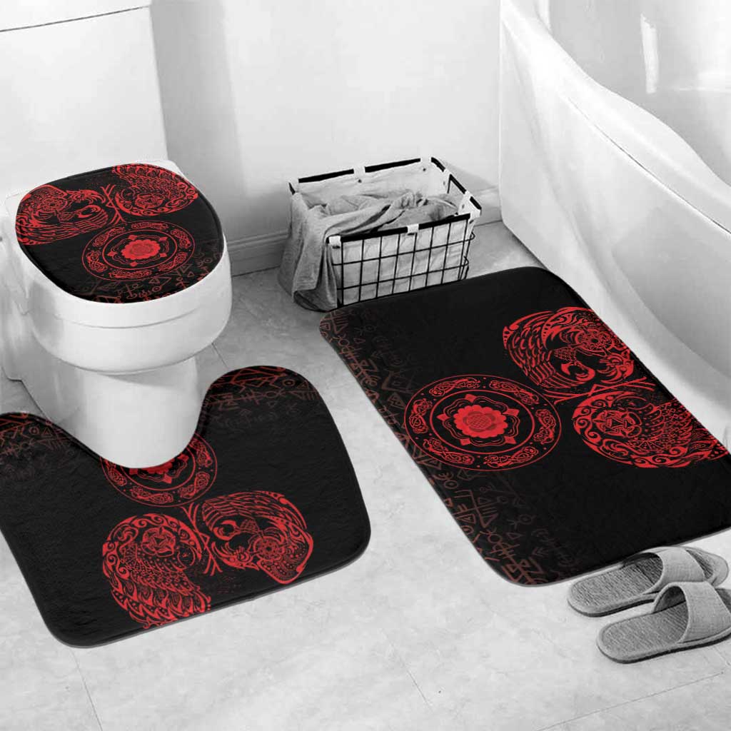 Viking Pride of Yorkshire Bathroom Set Red Odin’s Ravens Nordic - Wonder Print Shop