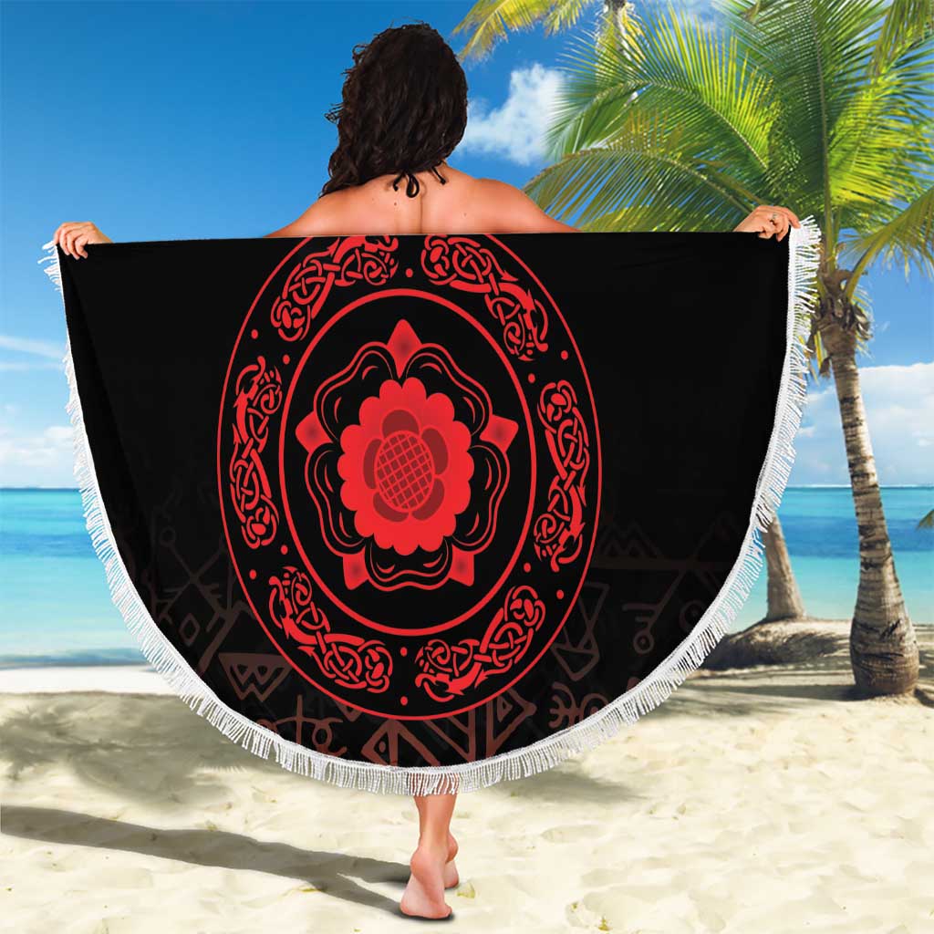 Viking Pride of Yorkshire Beach Blanket Red Odin’s Ravens Nordic - Wonder Print Shop