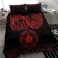 Viking Pride of Yorkshire Bedding Set Red Odin’s Ravens Nordic - Wonder Print Shop
