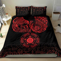 Viking Pride of Yorkshire Bedding Set Red Odin’s Ravens Nordic - Wonder Print Shop