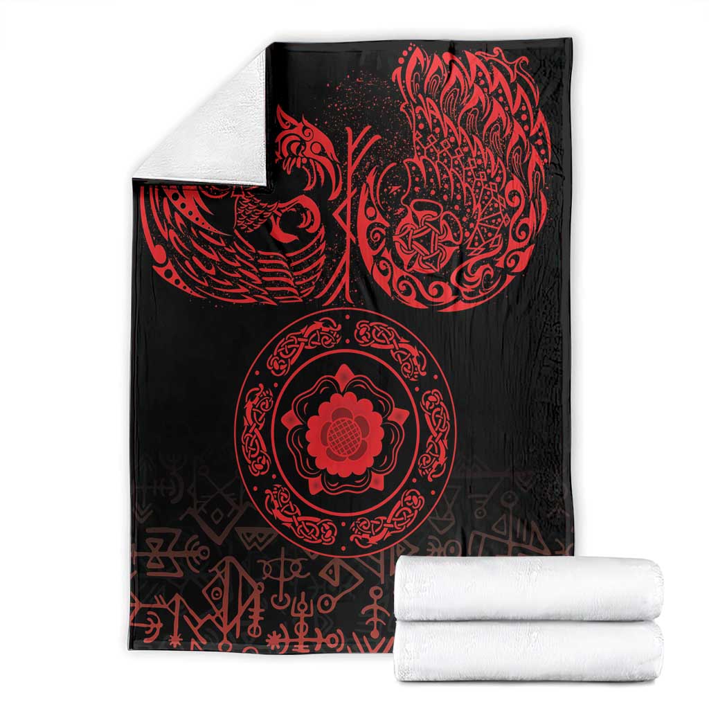 Viking Pride of Yorkshire Blanket Red Odin’s Ravens Nordic - Wonder Print Shop