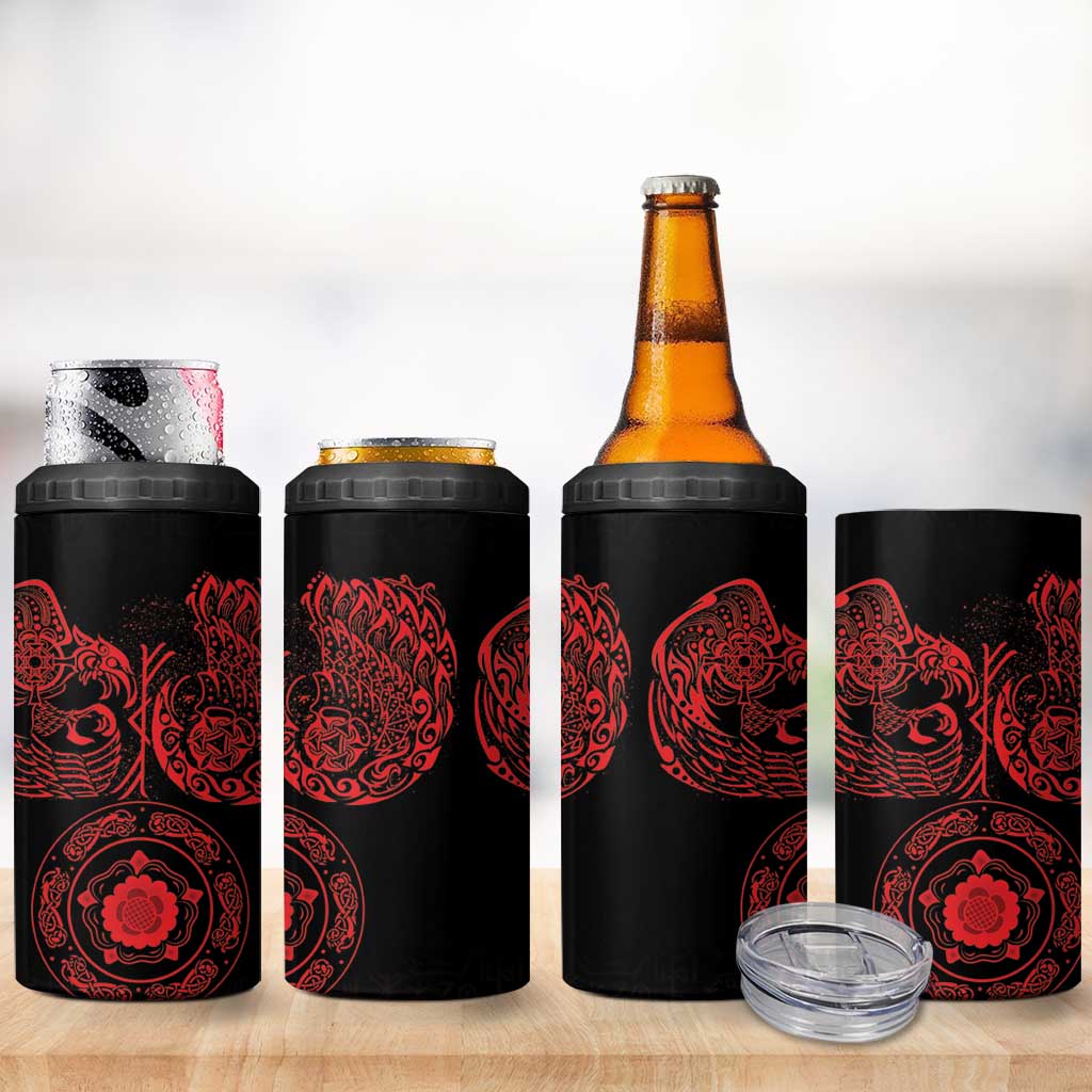 Viking Pride of Yorkshire 4 in 1 Can Cooler Tumbler Red Odin’s Ravens Nordic - Wonder Print Shop