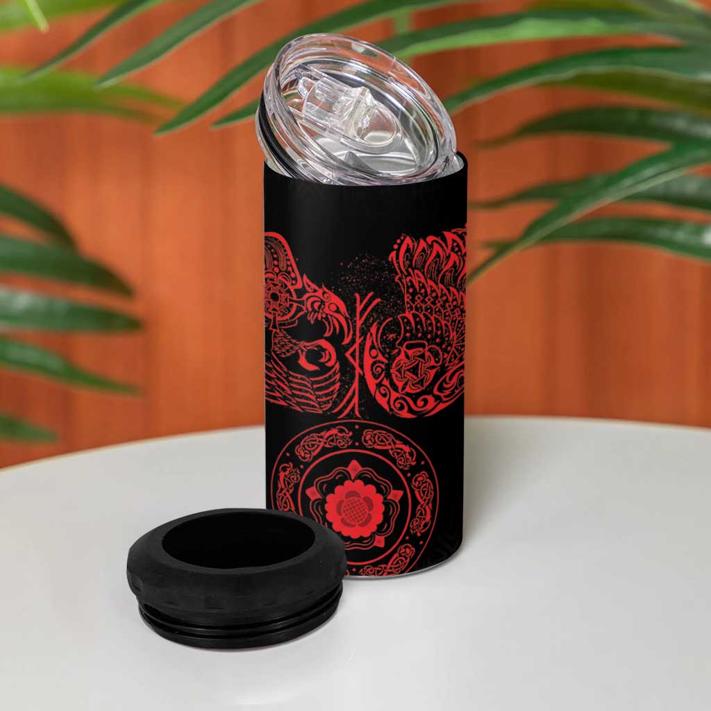 Viking Pride of Yorkshire 4 in 1 Can Cooler Tumbler Red Odin’s Ravens Nordic - Wonder Print Shop