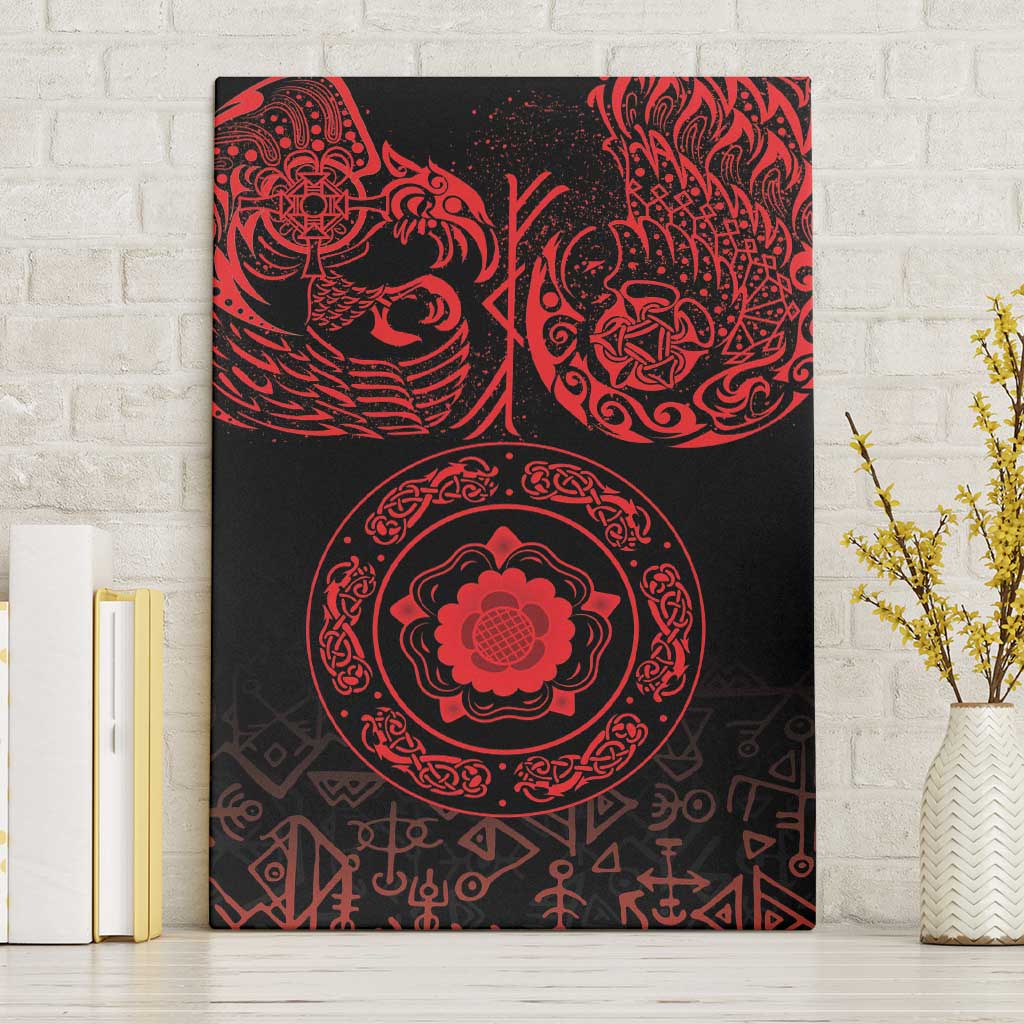 Viking Pride of Yorkshire Canvas Wall Art Red Odin’s Ravens Nordic - Wonder Print Shop