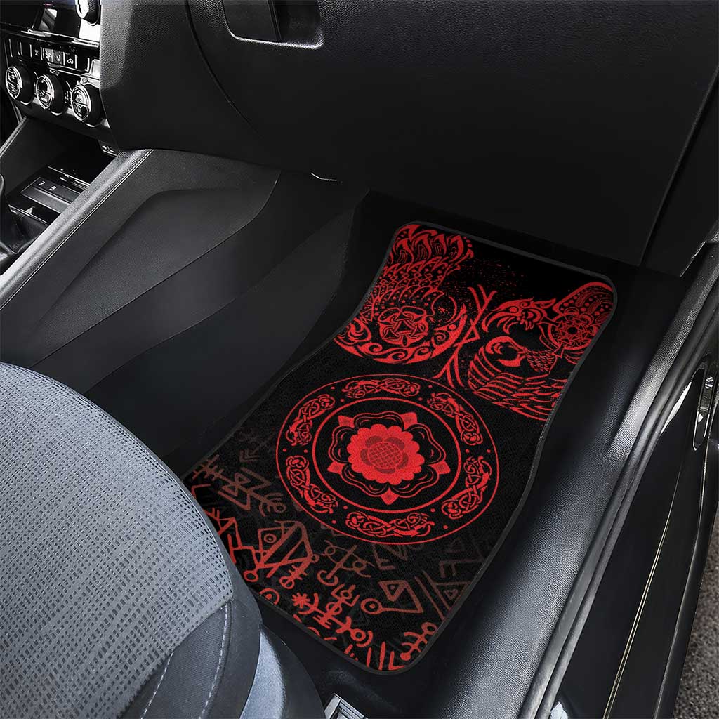 Viking Pride of Yorkshire Car Mats Red Odin’s Ravens Nordic - Wonder Print Shop