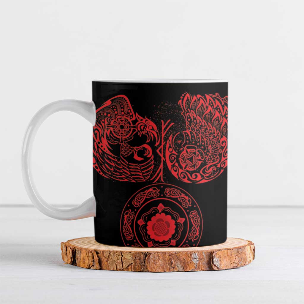 Viking Pride of Yorkshire Ceramic Mug Red Odin’s Ravens Nordic - Wonder Print Shop