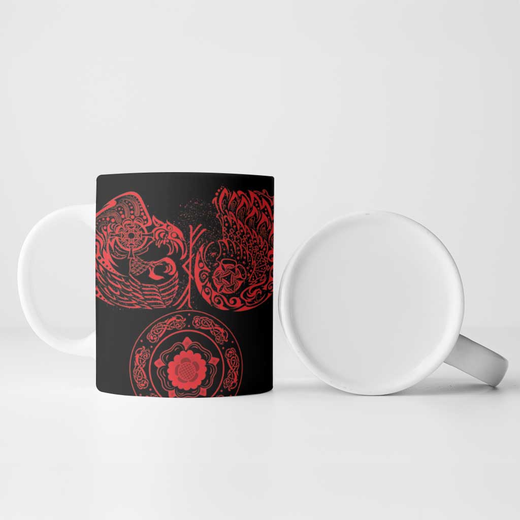 Viking Pride of Yorkshire Ceramic Mug Red Odin’s Ravens Nordic - Wonder Print Shop