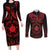 Viking Pride of Yorkshire Couples Matching Long Sleeve Bodycon Dress and Long Sleeve Button Shirt Red Odin’s Ravens Nordic - Wonder Print Shop