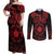 Viking Pride of Yorkshire Couples Matching Off Shoulder Maxi Dress and Long Sleeve Button Shirt Red Odin’s Ravens Nordic - Wonder Print Shop