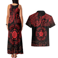 Viking Pride of Yorkshire Couples Matching Tank Maxi Dress and Hawaiian Shirt Red Odin’s Ravens Nordic - Wonder Print Shop