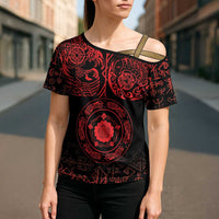 Viking Pride of Yorkshire Cross Shoulder Shirt Red Odin’s Ravens Nordic - Wonder Print Shop