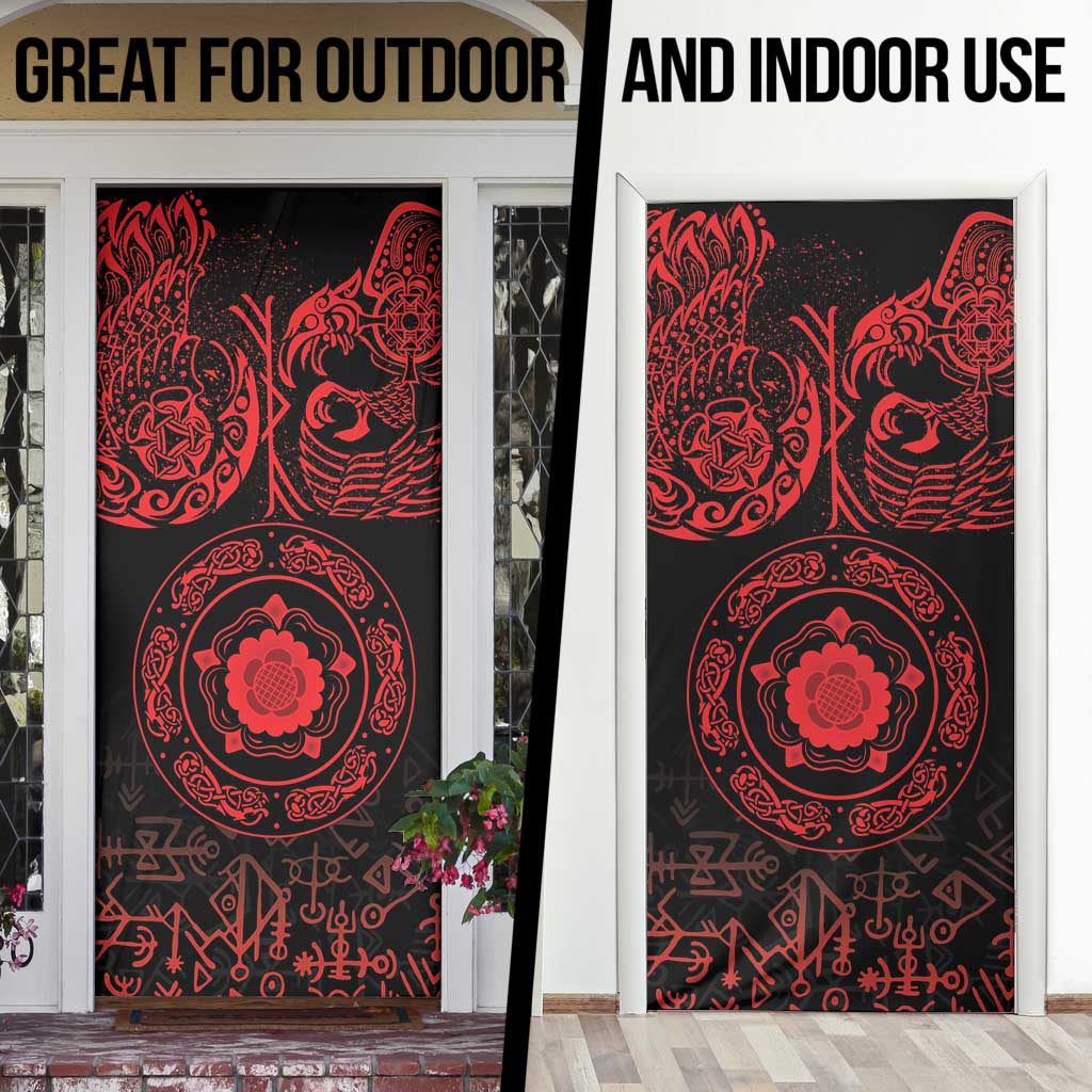 Viking Pride of Yorkshire Door Cover Red Odin’s Ravens Nordic - Wonder Print Shop