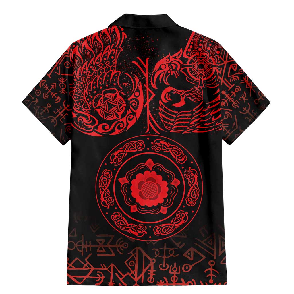 Viking Pride of Yorkshire Family Matching Mermaid Dress and Hawaiian Shirt Red Odin’s Ravens Nordic - Wonder Print Shop