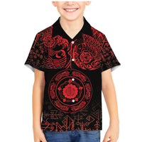 Viking Pride of Yorkshire Family Matching Mermaid Dress and Hawaiian Shirt Red Odin’s Ravens Nordic - Wonder Print Shop