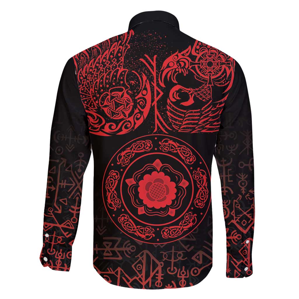 Viking Pride of Yorkshire Family Matching Off Shoulder Maxi Dress and Hawaiian Shirt Red Odin’s Ravens Nordic - Wonder Print Shop