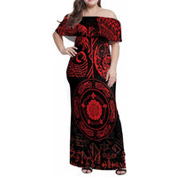 Viking Pride of Yorkshire Family Matching Off Shoulder Maxi Dress and Hawaiian Shirt Red Odin’s Ravens Nordic - Wonder Print Shop