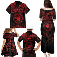 Viking Pride of Yorkshire Family Matching Puletasi and Hawaiian Shirt Red Odin’s Ravens Nordic - Wonder Print Shop