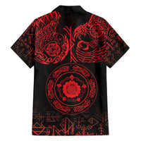 Viking Pride of Yorkshire Family Matching Puletasi and Hawaiian Shirt Red Odin’s Ravens Nordic - Wonder Print Shop
