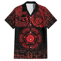 Viking Pride of Yorkshire Family Matching Summer Maxi Dress and Hawaiian Shirt Red Odin’s Ravens Nordic - Wonder Print Shop