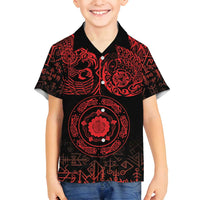 Viking Pride of Yorkshire Family Matching Tank Maxi Dress and Hawaiian Shirt Red Odin’s Ravens Nordic - Wonder Print Shop