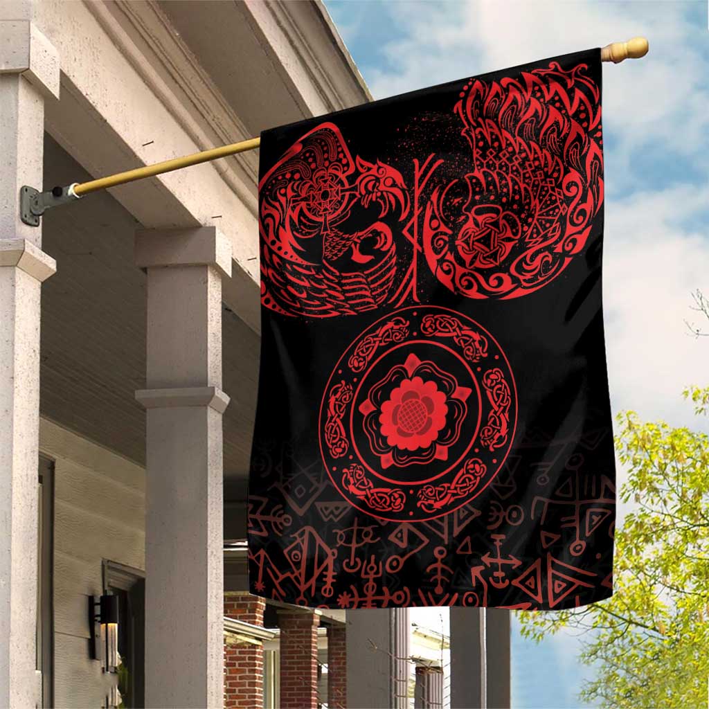 Viking Pride of Yorkshire Garden Flag Red Odin’s Ravens Nordic - Wonder Print Shop