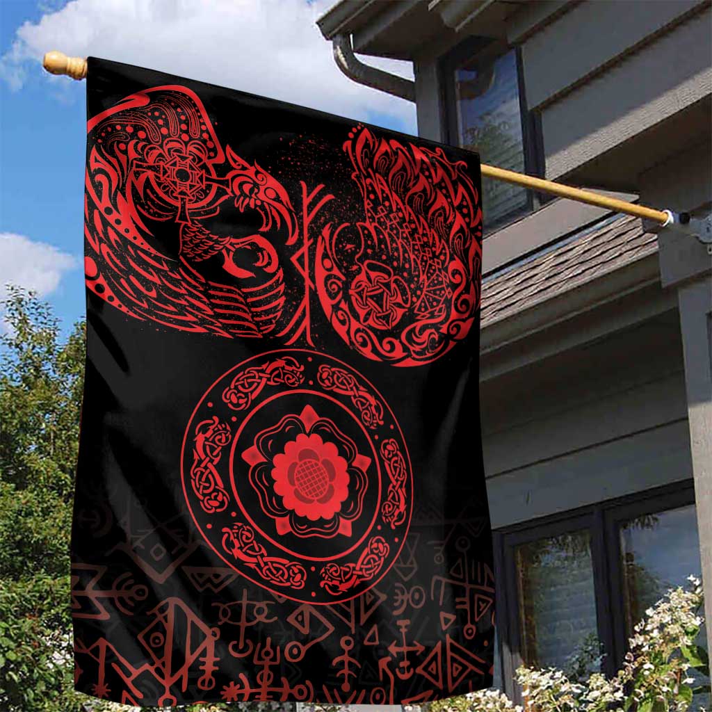 Viking Pride of Yorkshire Garden Flag Red Odin’s Ravens Nordic - Wonder Print Shop