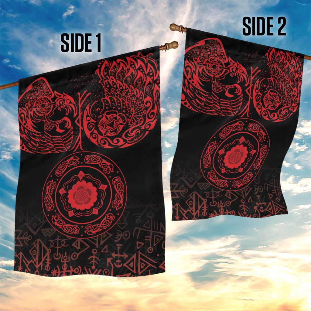 Viking Pride of Yorkshire Garden Flag Red Odin’s Ravens Nordic - Wonder Print Shop