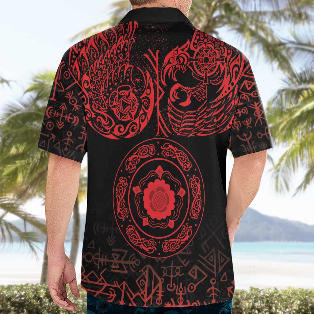 Viking Pride of Yorkshire Hawaiian Shirt Red Odin’s Ravens Nordic - Wonder Print Shop