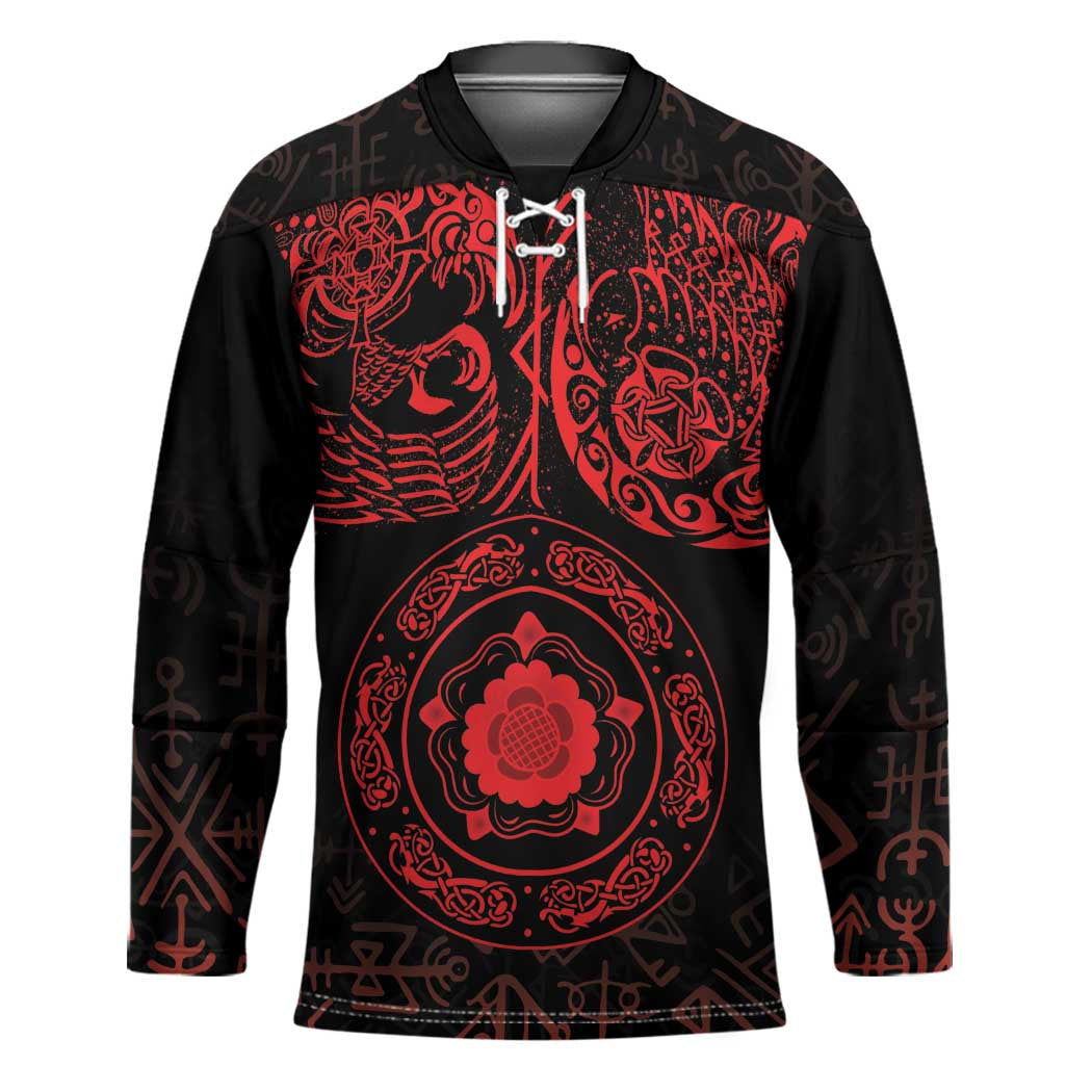 Viking Pride of Yorkshire Hockey Jersey Red Odin’s Ravens Nordic - Wonder Print Shop