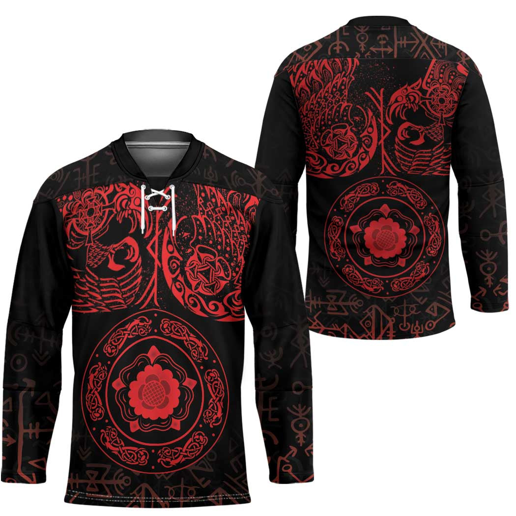 Viking Pride of Yorkshire Hockey Jersey Red Odin’s Ravens Nordic - Wonder Print Shop
