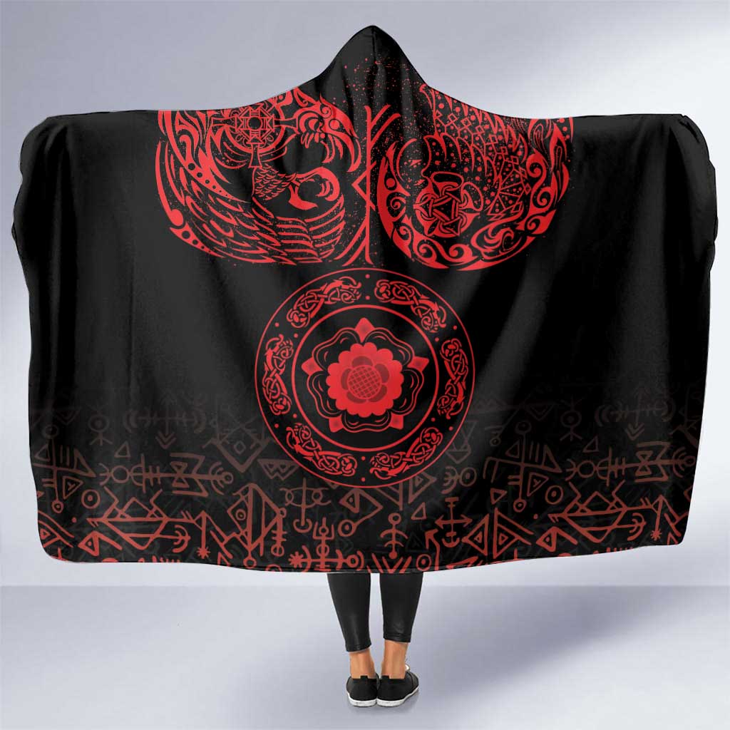 Viking Pride of Yorkshire Hooded Blanket Red Odin’s Ravens Nordic - Wonder Print Shop