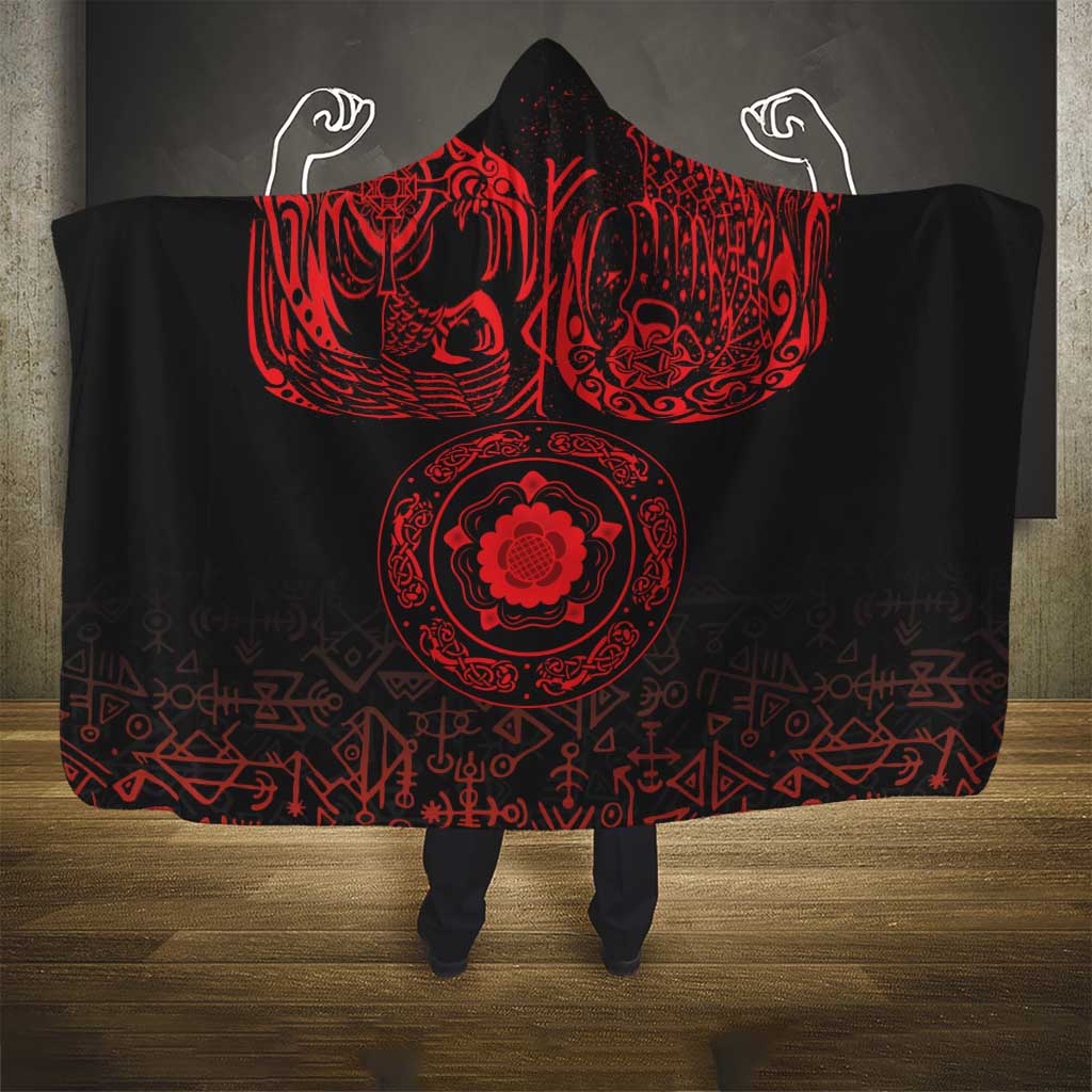 Viking Pride of Yorkshire Hooded Blanket Red Odin’s Ravens Nordic - Wonder Print Shop