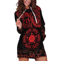 Viking Pride of Yorkshire Hoodie Dress Red Odin’s Ravens Nordic - Wonder Print Shop