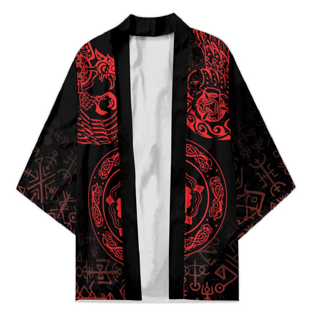 Viking Pride of Yorkshire Kimono Red Odin’s Ravens Nordic - Wonder Print Shop