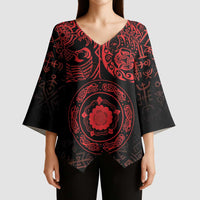 Viking Pride of Yorkshire Kimono Sleeve Blouse Red Odin’s Ravens Nordic - Wonder Print Shop