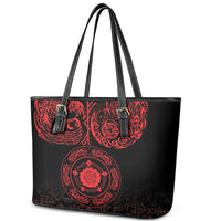Viking Pride of Yorkshire Leather Tote Bag Red Odin’s Ravens Nordic - Wonder Print Shop
