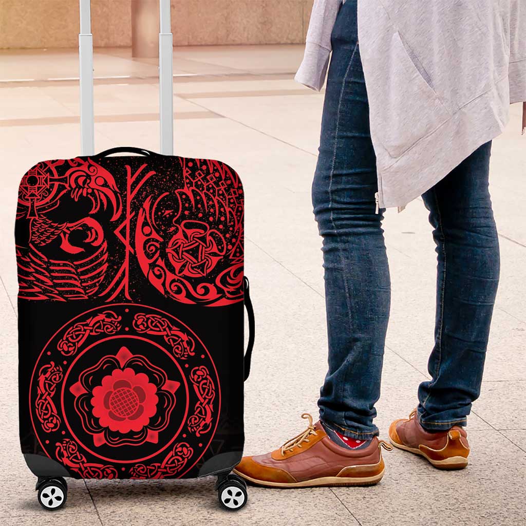 Viking Pride of Yorkshire Luggage Cover Red Odin’s Ravens Nordic - Wonder Print Shop